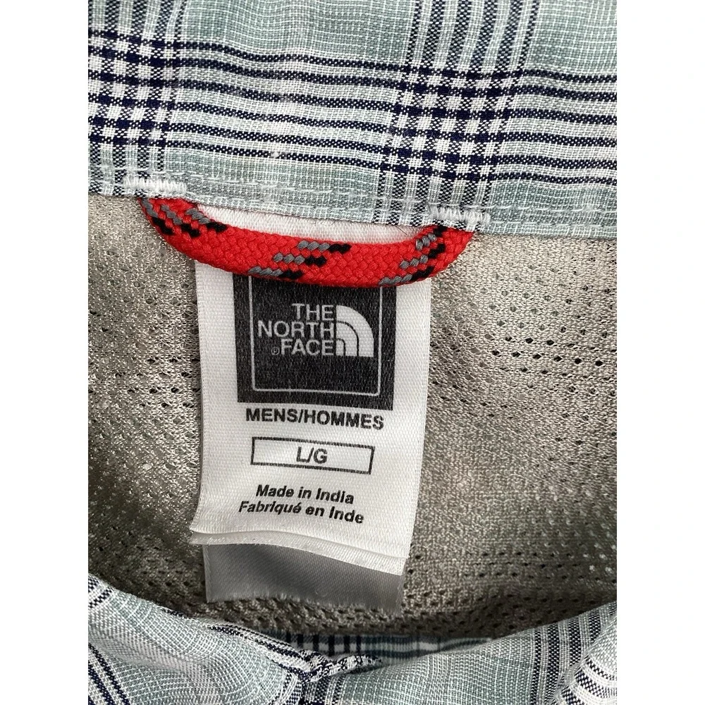 Men's The North Face Short Sleeved Performance Plaid Button Up Gray/black Large‎